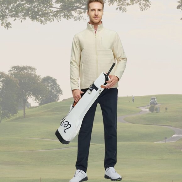 NWT - Michel Rouen Men's Golf Jacket Water Resistant Windbreaker - Light Khaki - Picture 2 of 6